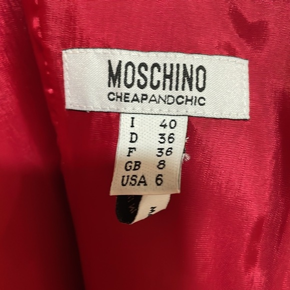Moschino Cheap and Chic Red Front Bow Sheath Dress Size 6 Sleeveless Midi - Picture 5 of 15